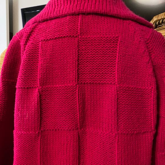 Vintage Sears Mary Lewis berry pink Chunky Knit Cardigan Sweater Japan Size 38 M - Picture 9 of 9